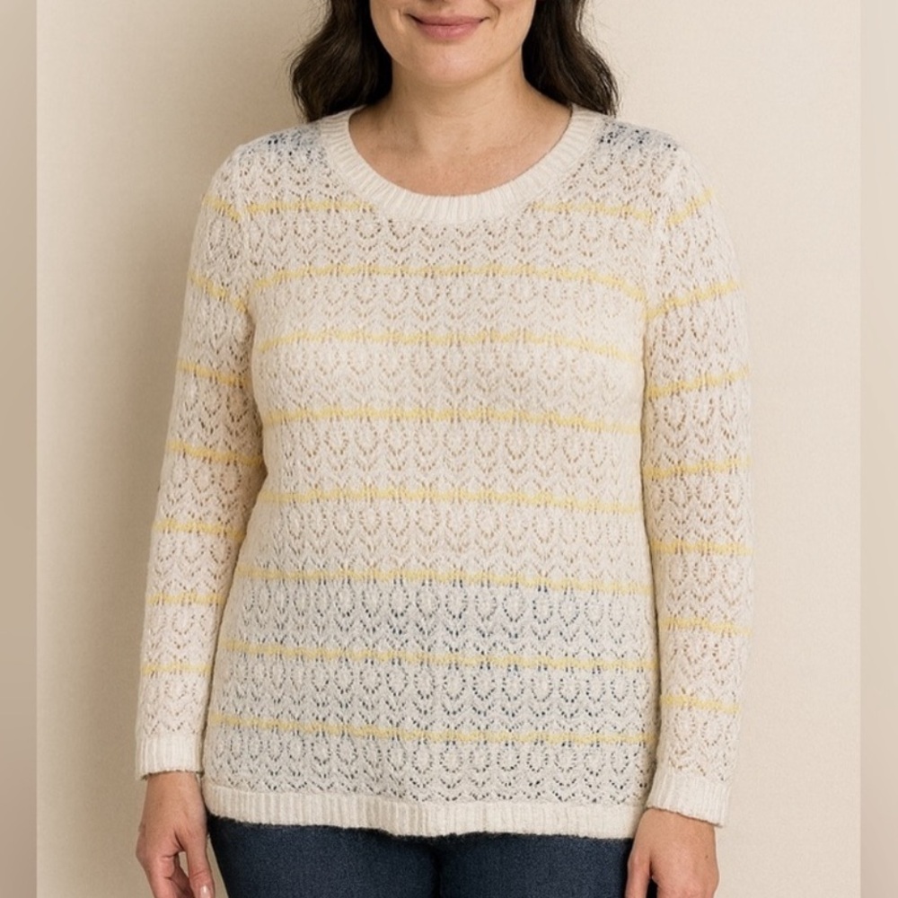 Christopher‎ & Banks Cream Lace Knit Sweater Medium